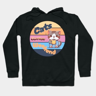 Cats coffee weekend Cute Design V1 Hoodie